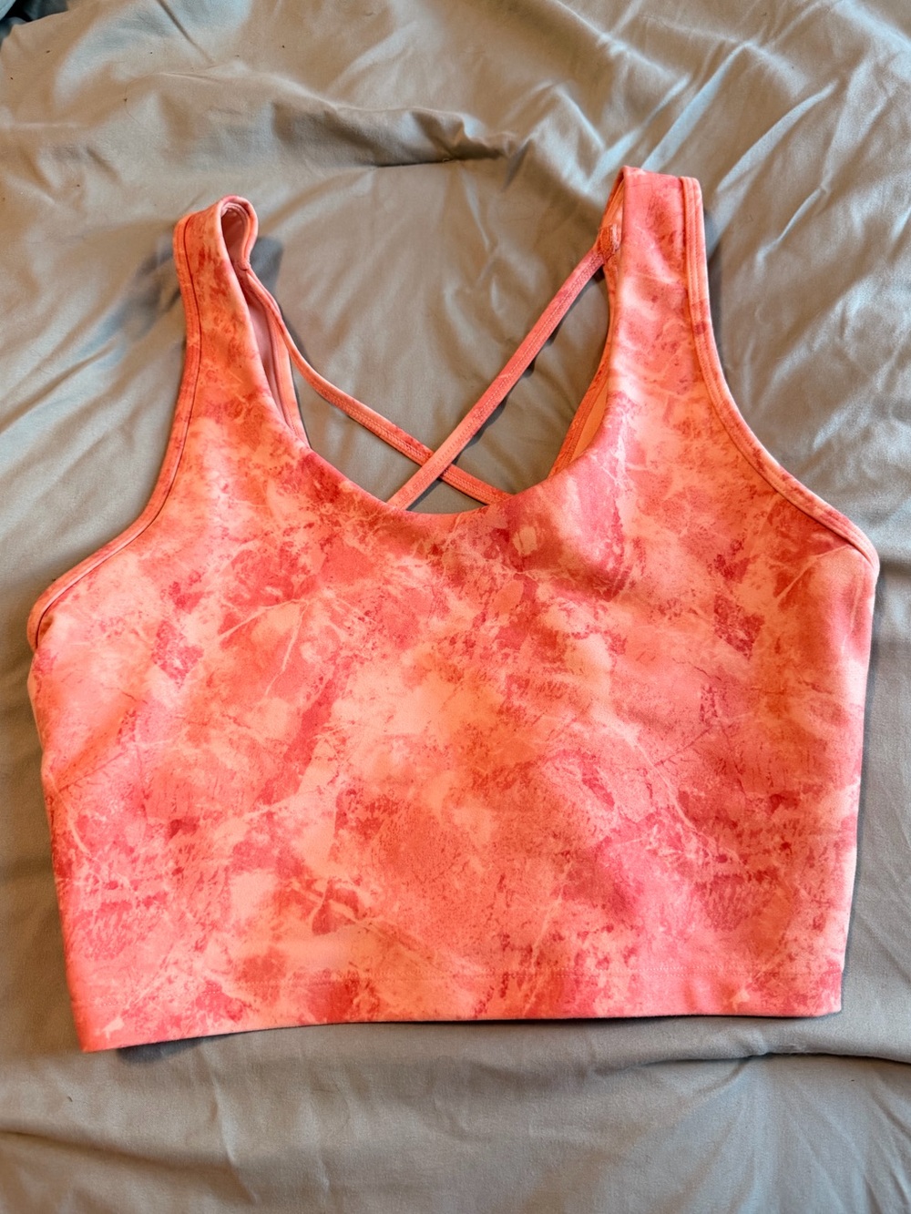 Orange Print Crossback Sports Tank Top size Large